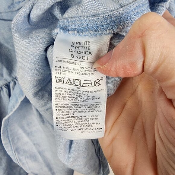 NWT Old Navy Chambray Puff Sleeve Peplum Top SP - Picture 5 of 5